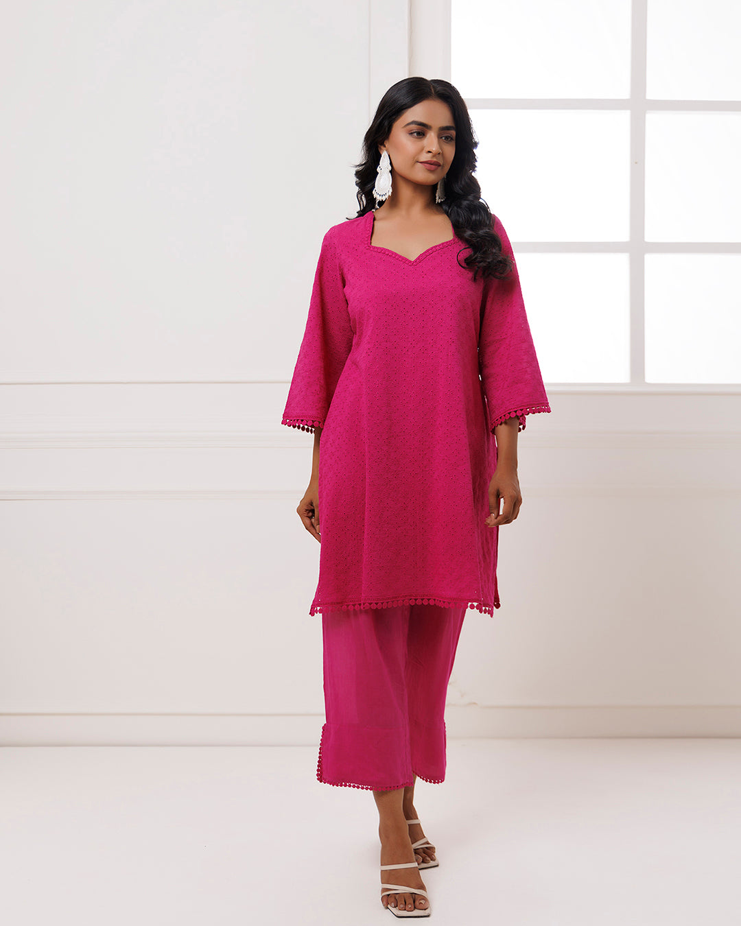 Pink Schiffili Kurta Set