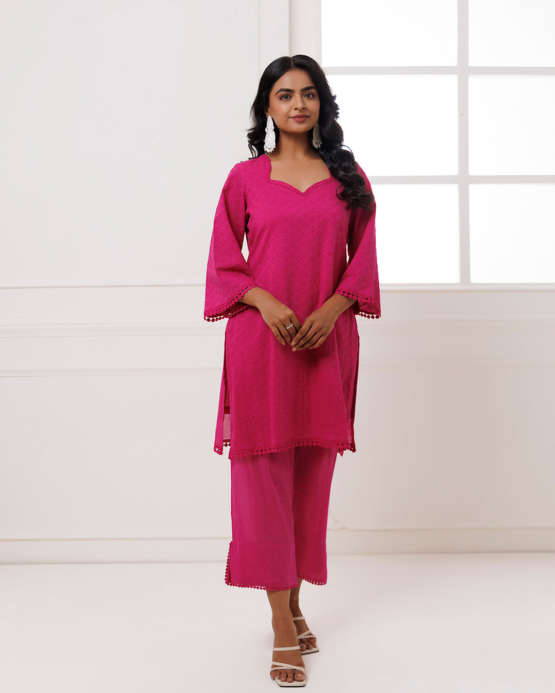 Pink Schiffili Kurta Set