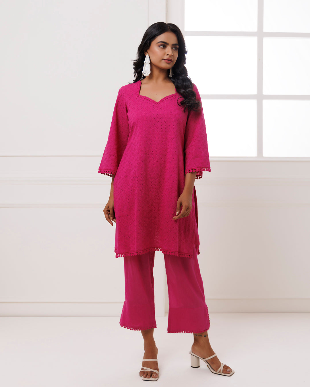 Pink Schiffili Kurta Set