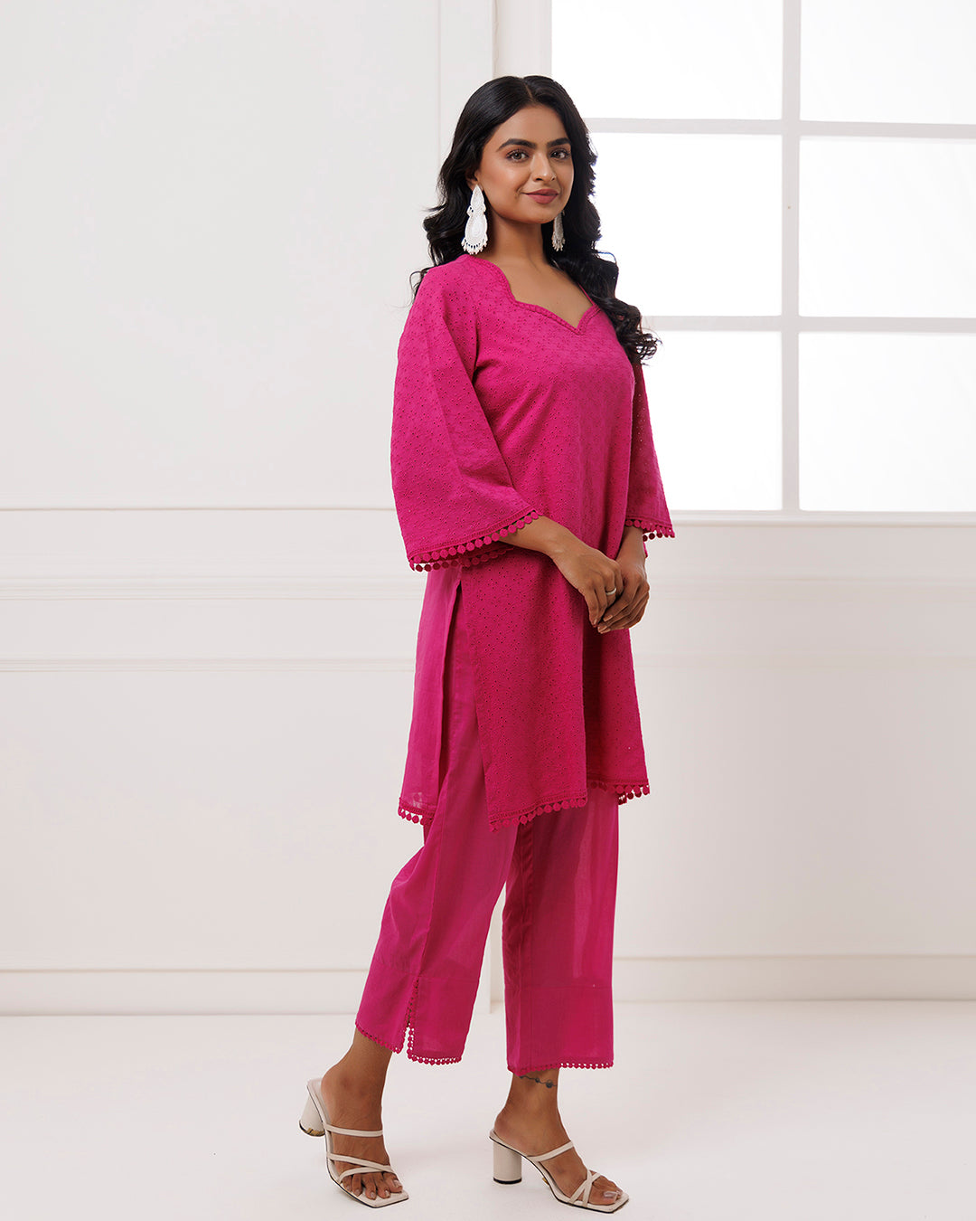 Pink Schiffili Kurta Set