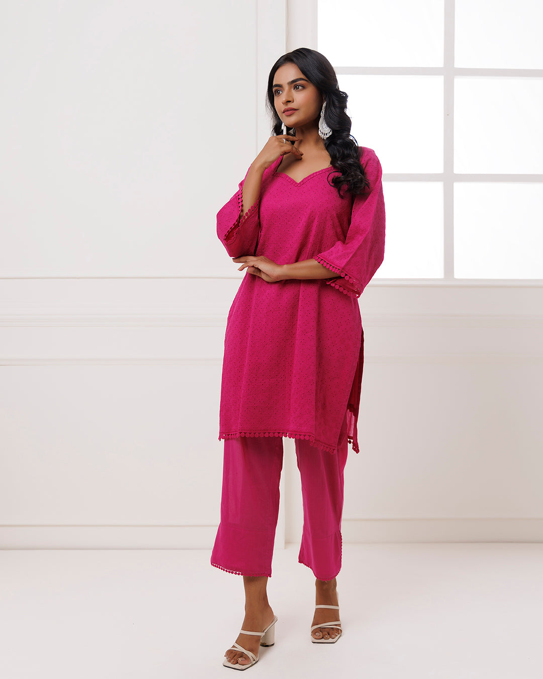 Pink Schiffili Kurta Set