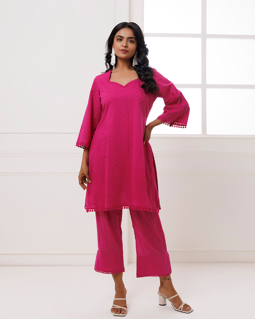 Pink Schiffili Kurta Set