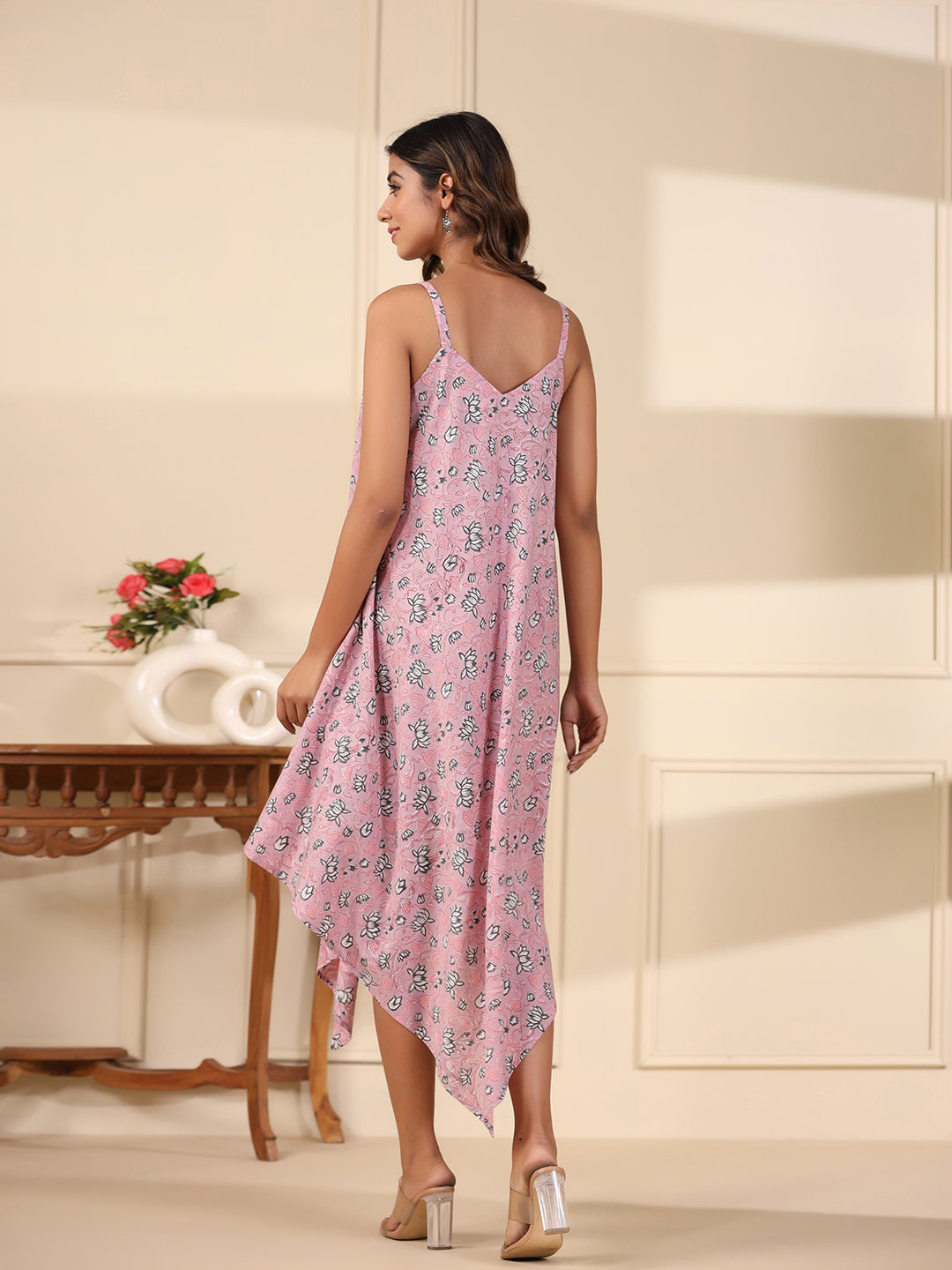 Pink Handblock Printed Cotton Dress