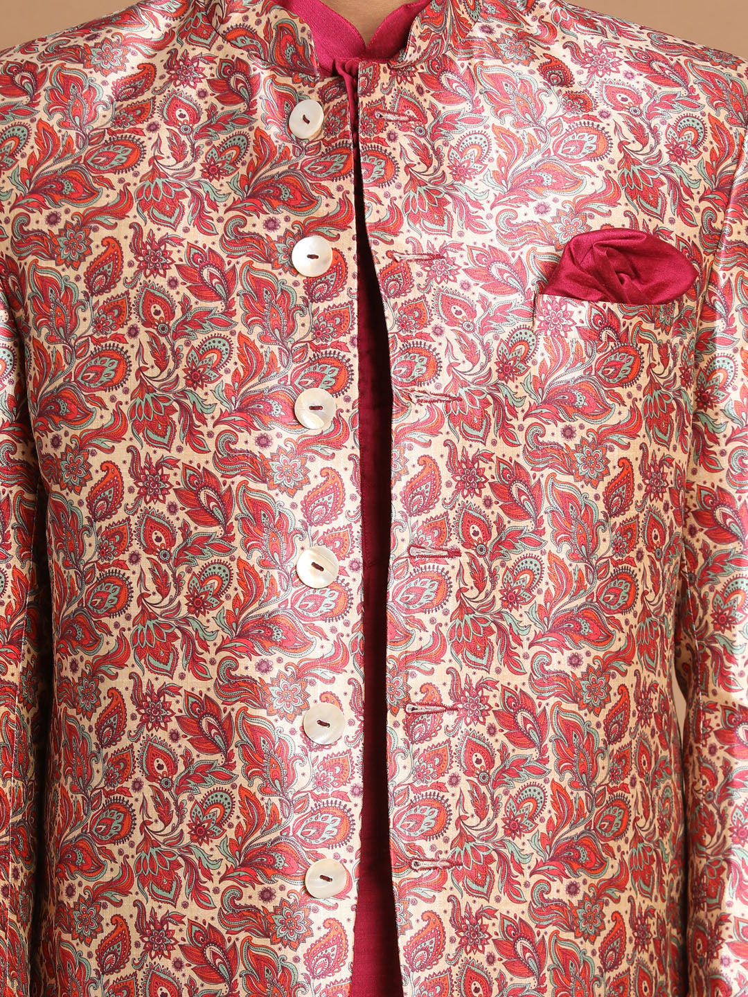 Men's Pink Poly viscose Ethnic Combo Set