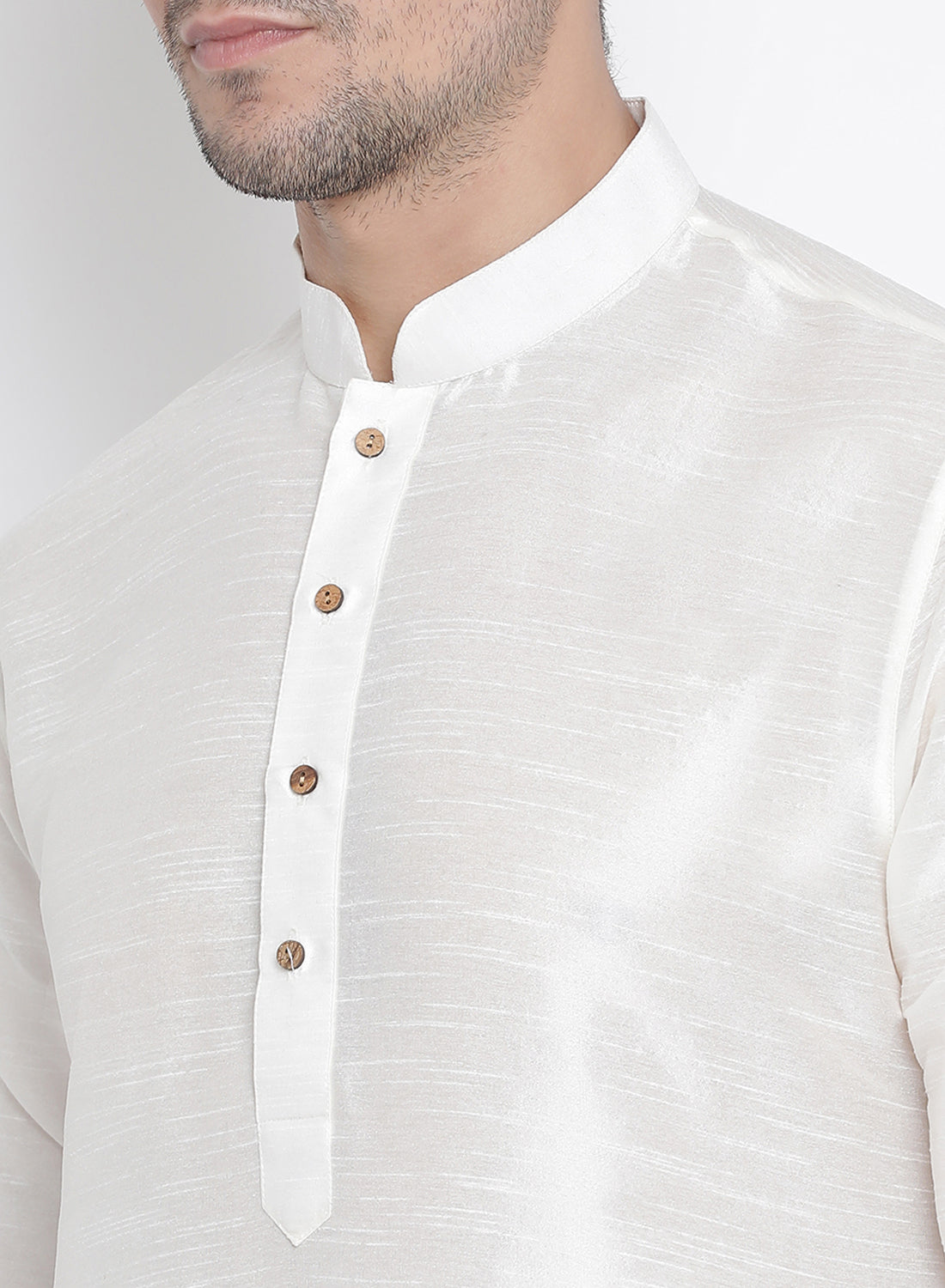 Men's White Silk Blend Kurta Pyjama Set