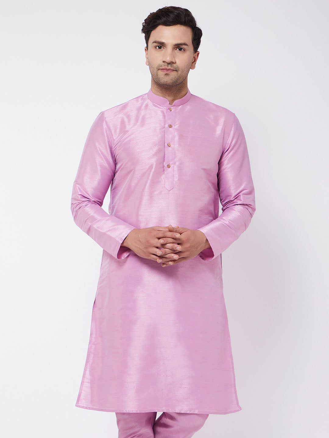 Men's Onion Pink Silk Blend Kurta