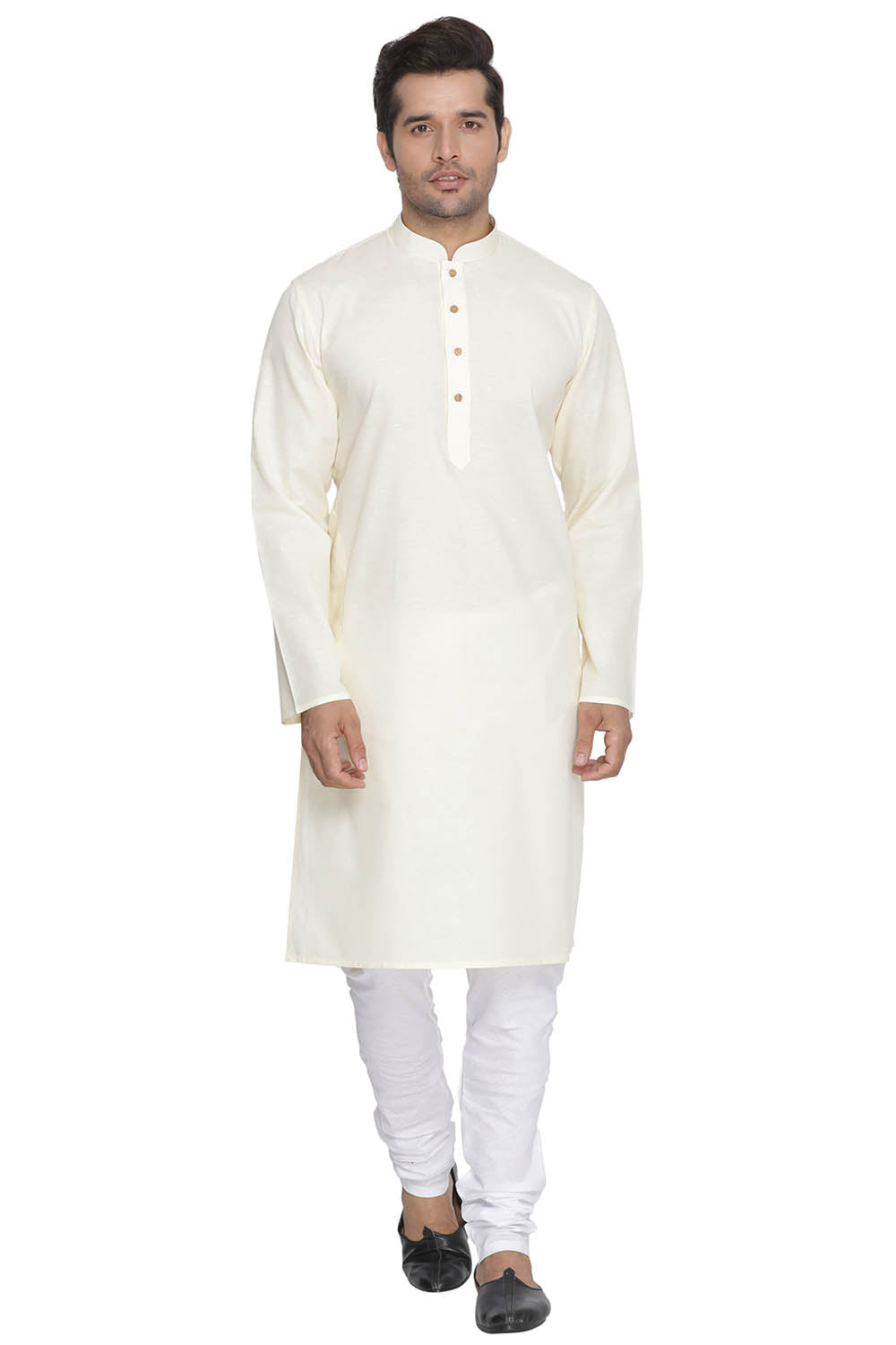 Men's Beige Cotton Linen Blend Kurta Pyjama Set