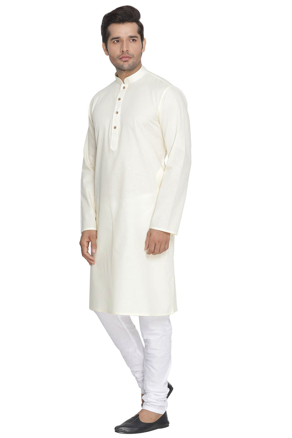 Men's Beige Cotton Linen Blend Kurta Pyjama Set