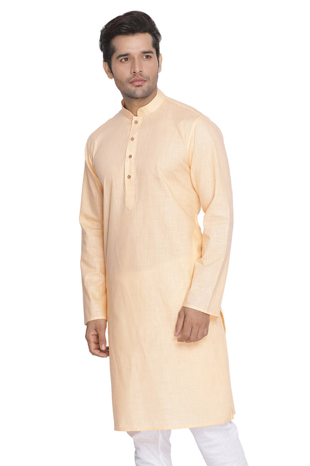 Men's Beige Cotton Linen Blend Kurta