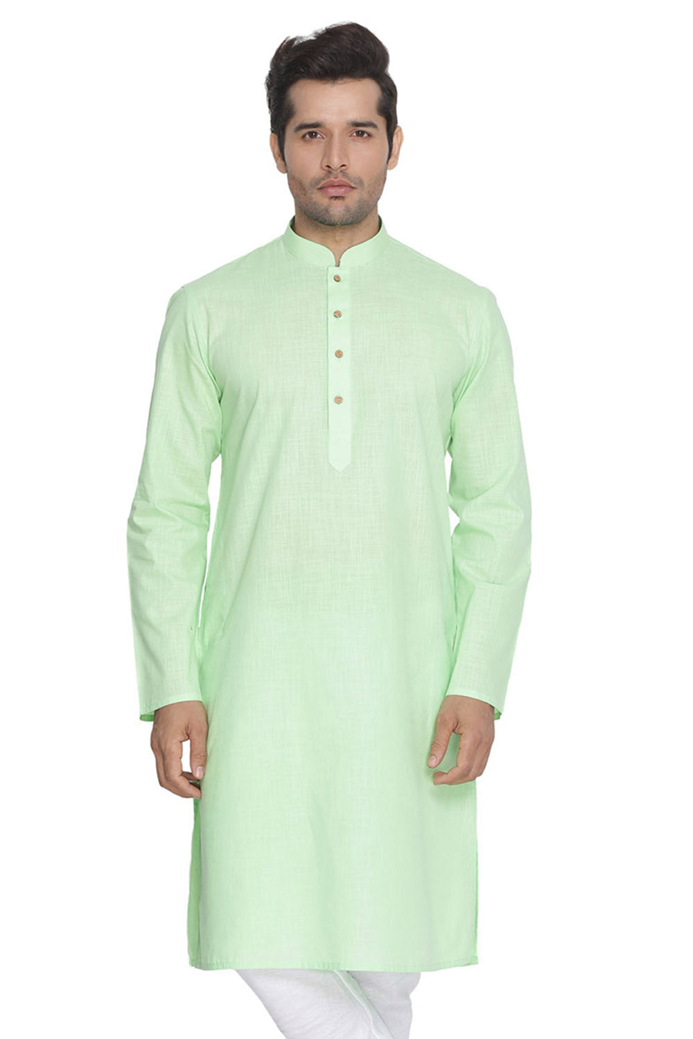 Men's Green Cotton Linen Blend Kurta