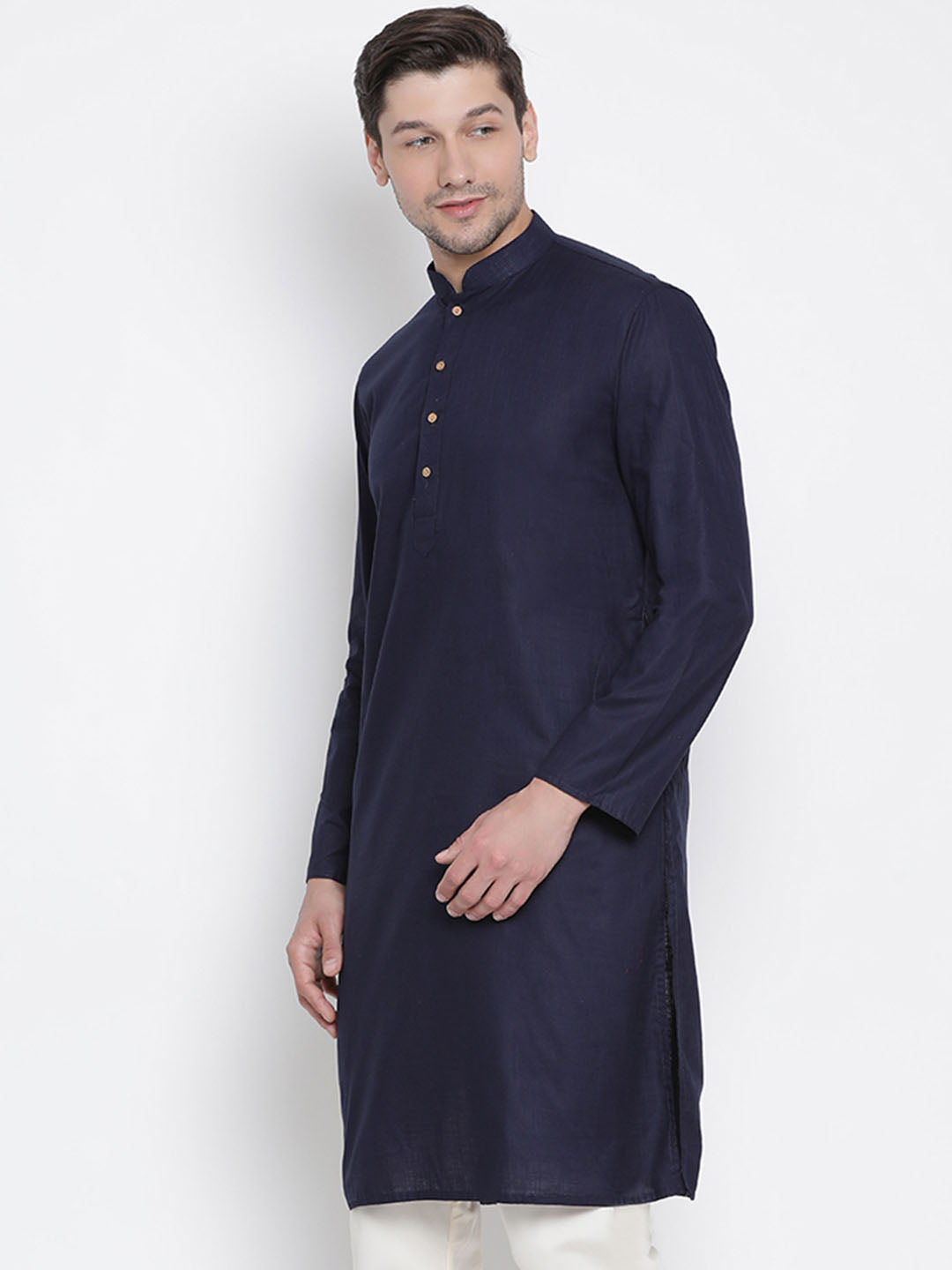 Men's Blue Cotton Linen Blend Kurta