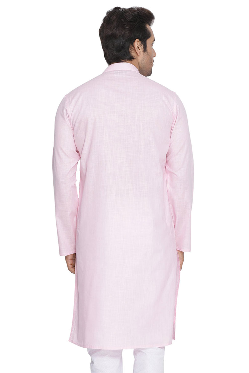 Men's Pink Cotton Linen Blend Kurta