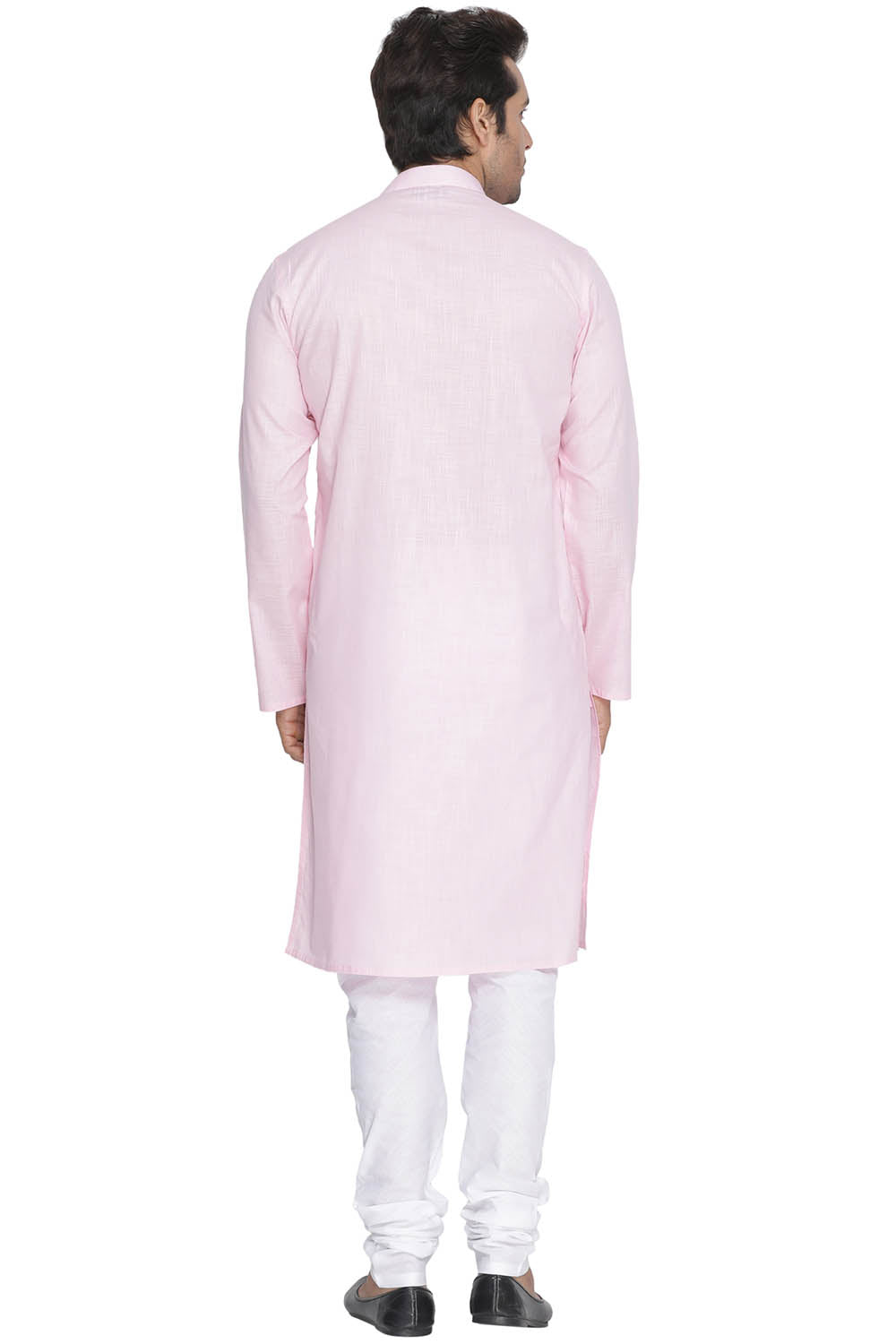 Men's Pink Cotton Linen Blend Kurta Pyjama Set