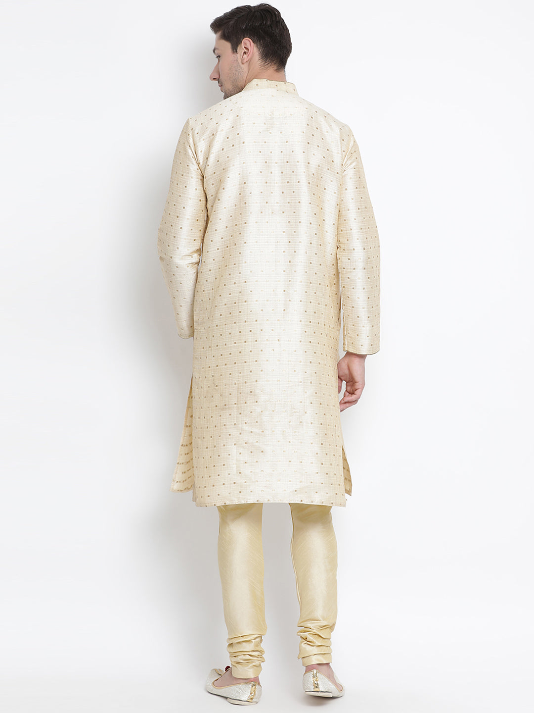 Men's Gold Silk Blend Kurta Pyjama Set