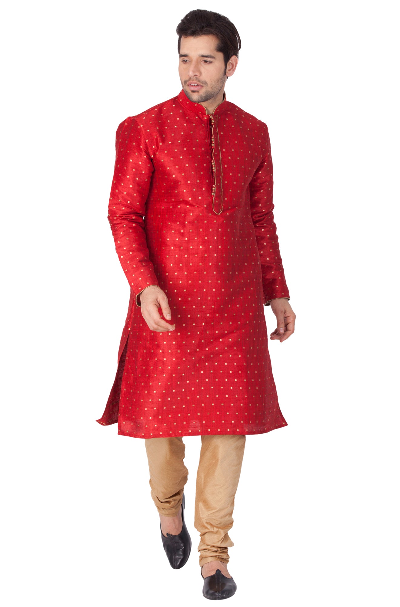 Men's Maroon Silk Blend Kurta Pyjama Set