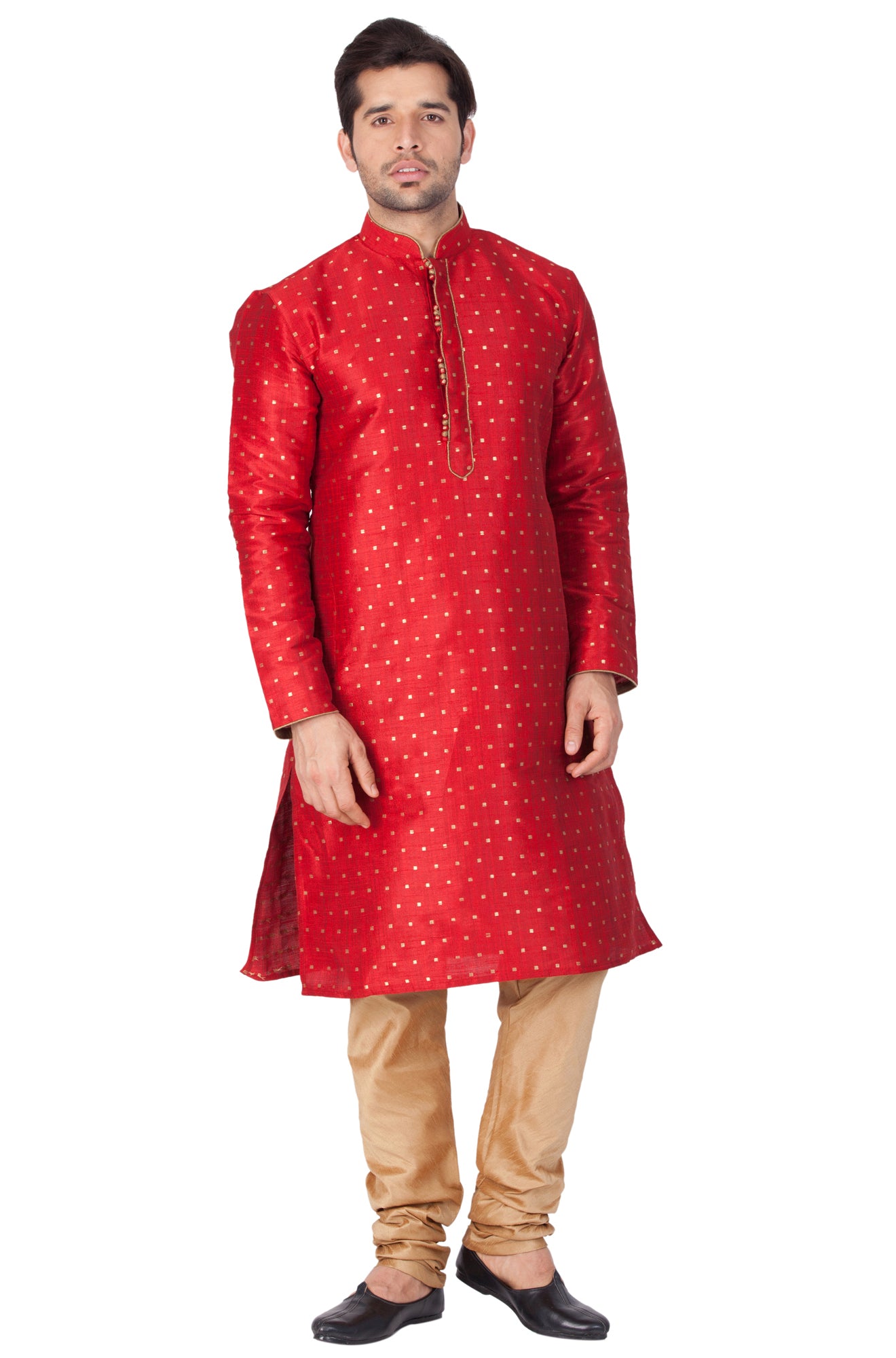 Men's Maroon Silk Blend Kurta Pyjama Set