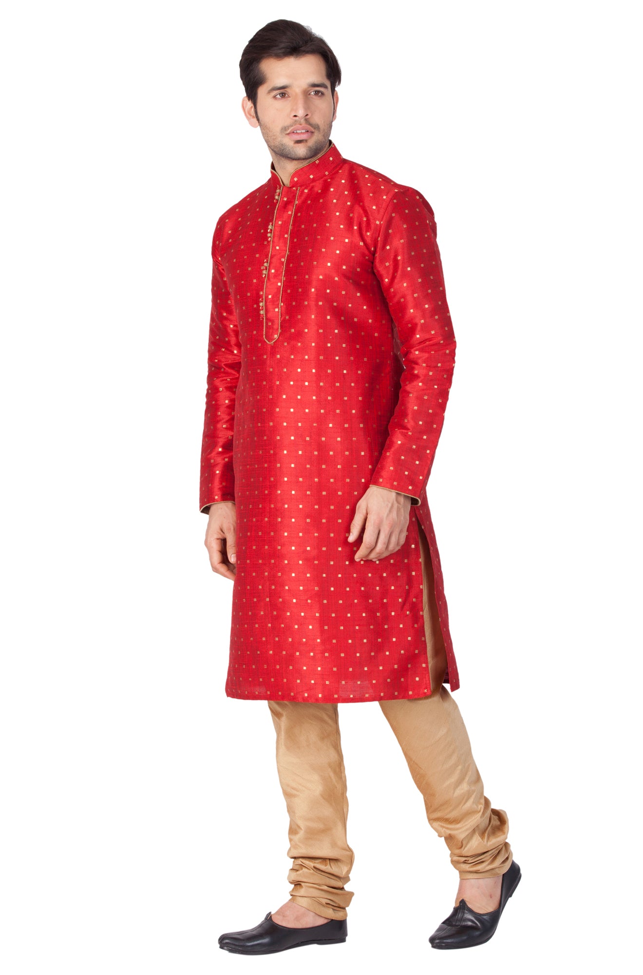 Men's Maroon Silk Blend Kurta Pyjama Set