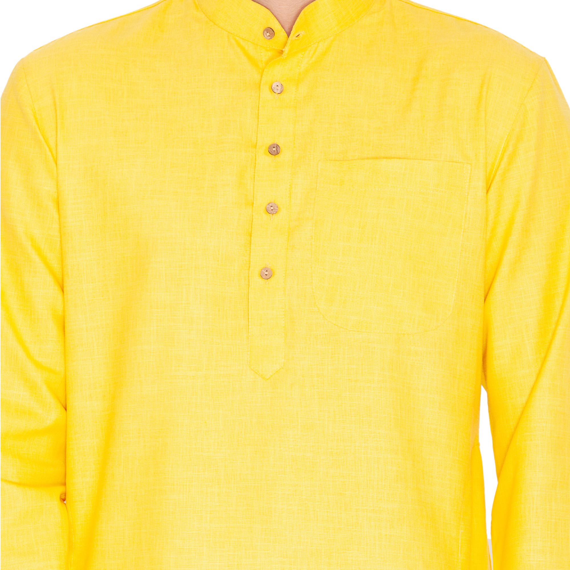 Men's Yellow Cotton Linen Blend Kurta