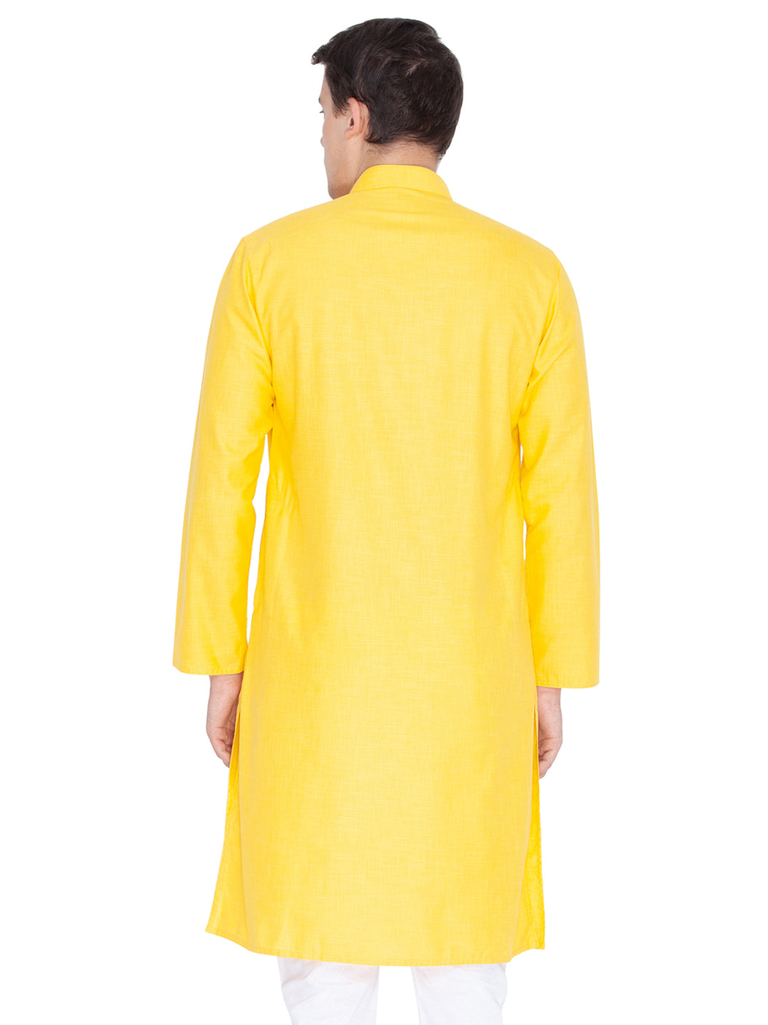 Men's Yellow Cotton Linen Blend Kurta