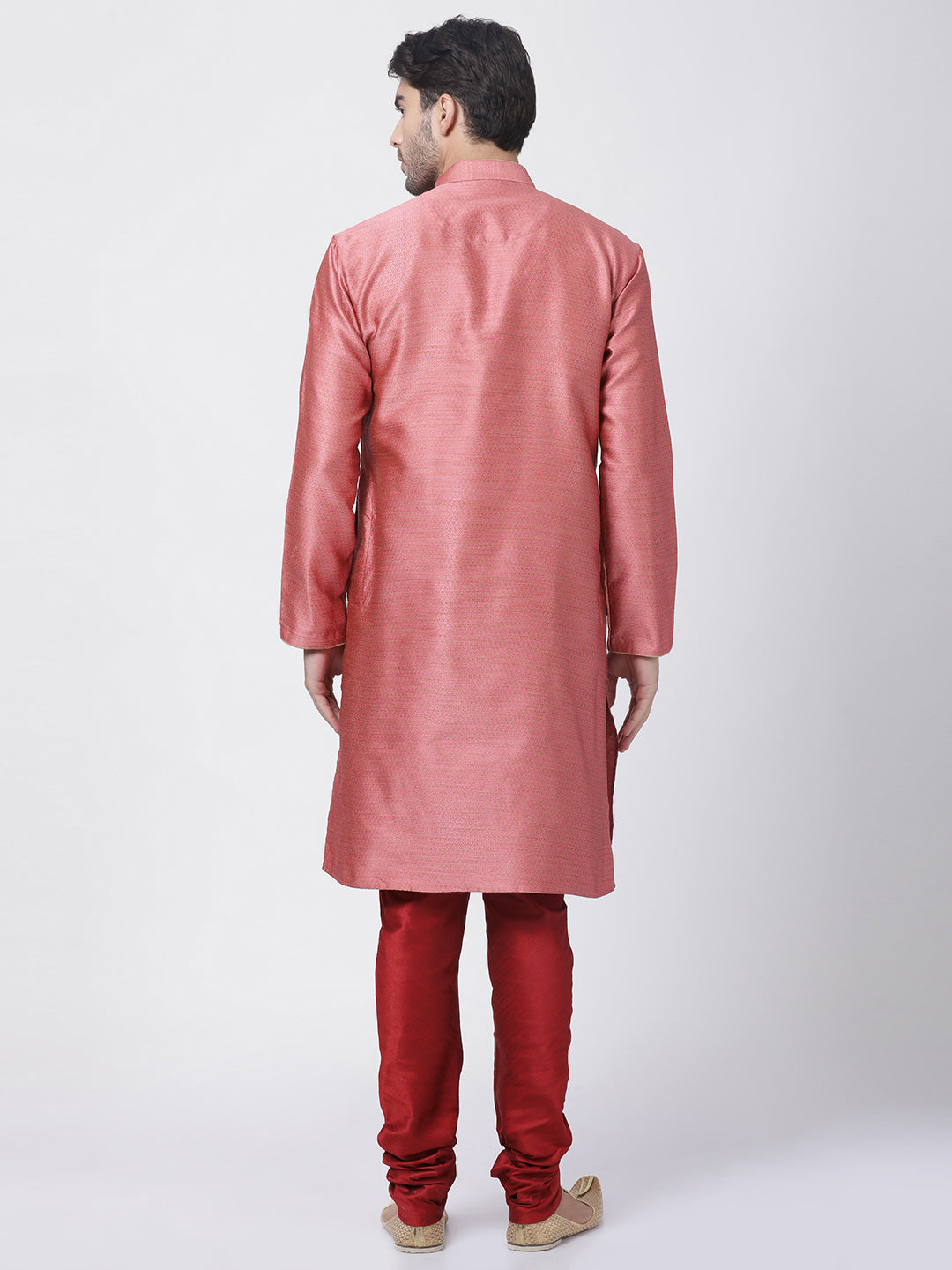 Men's Pink Silk Blend Kurta Pyjama Set