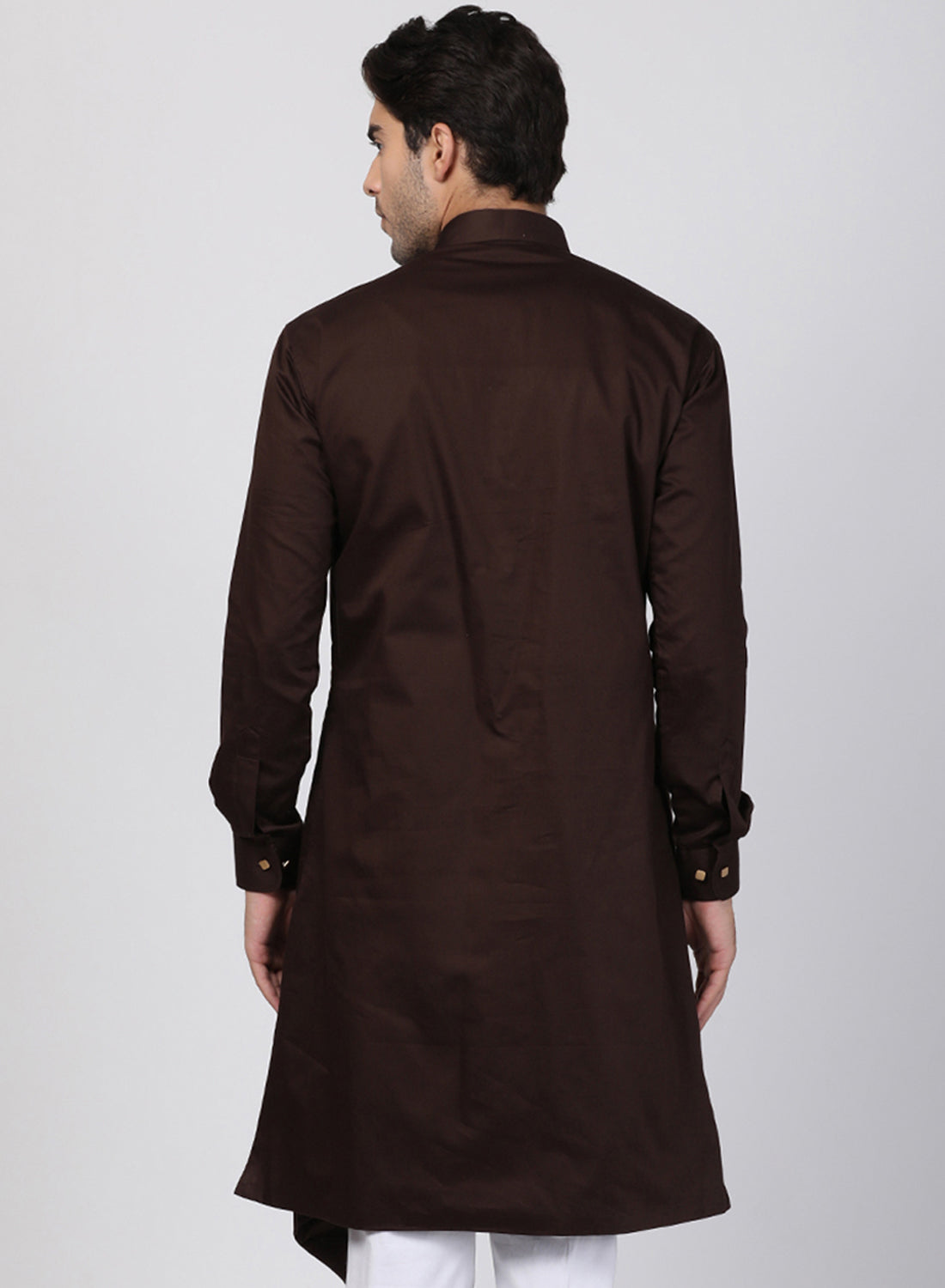 Men's Brown Cotton Satin Blend Kurta