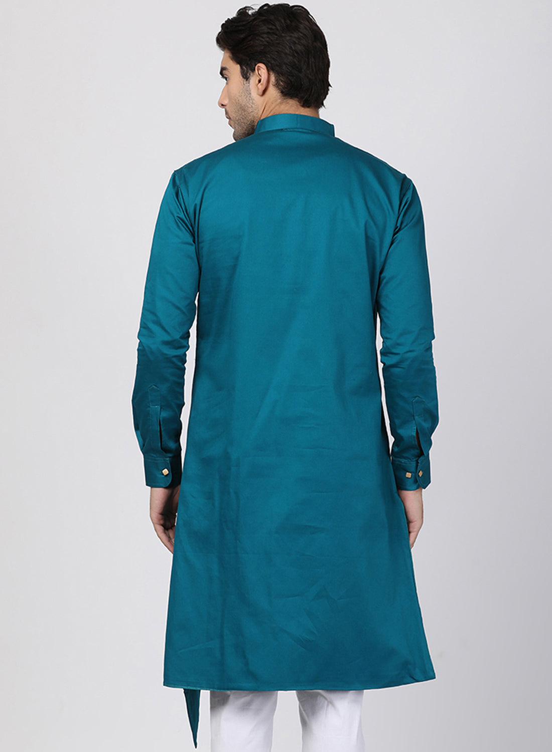 Men's Green Cotton Satin Blend Kurta