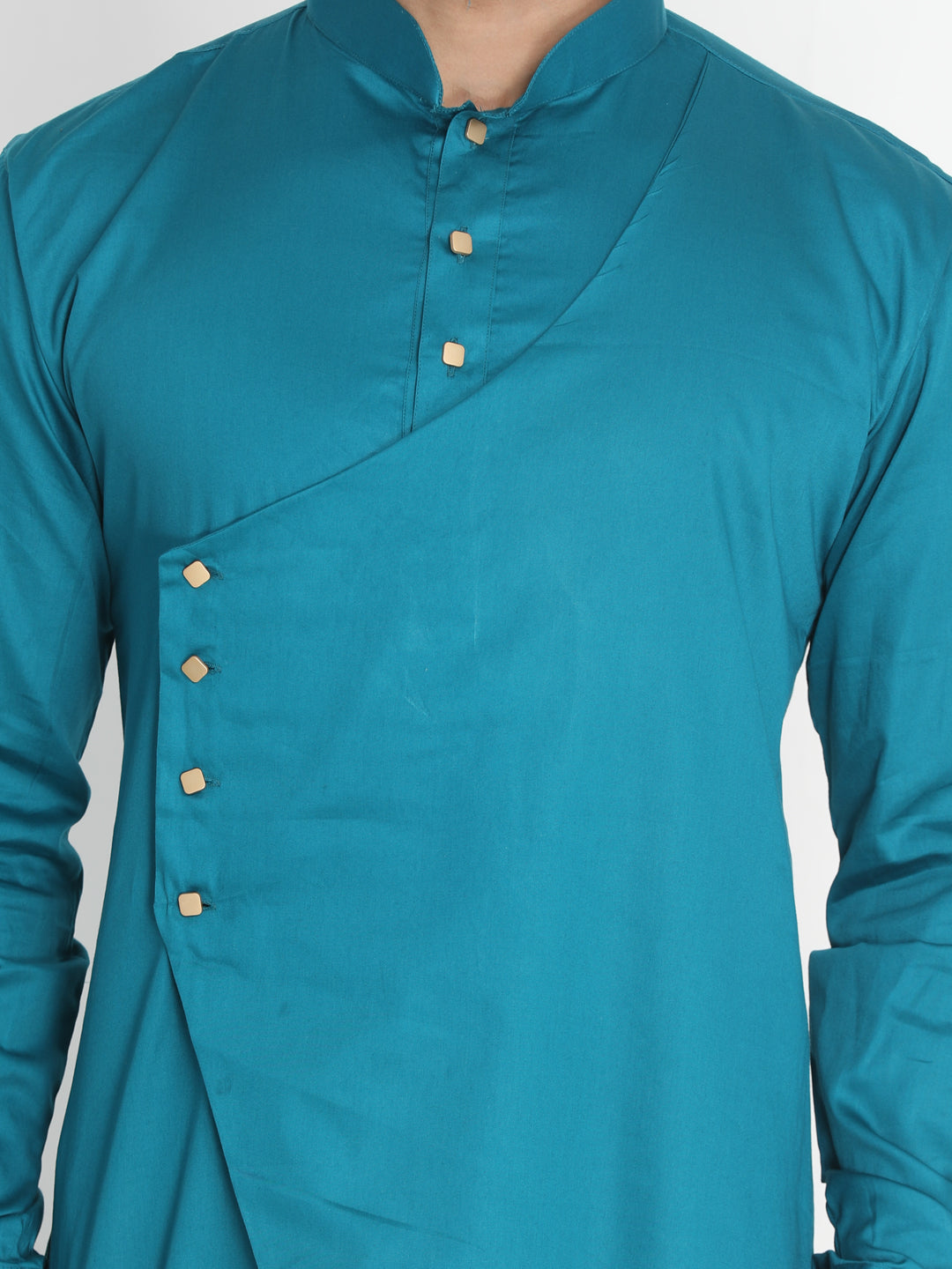 Men's Green Cotton Satin Blend Kurta Pyjama Set