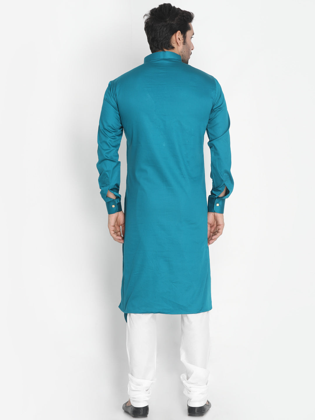 Men's Green Cotton Satin Blend Kurta Pyjama Set