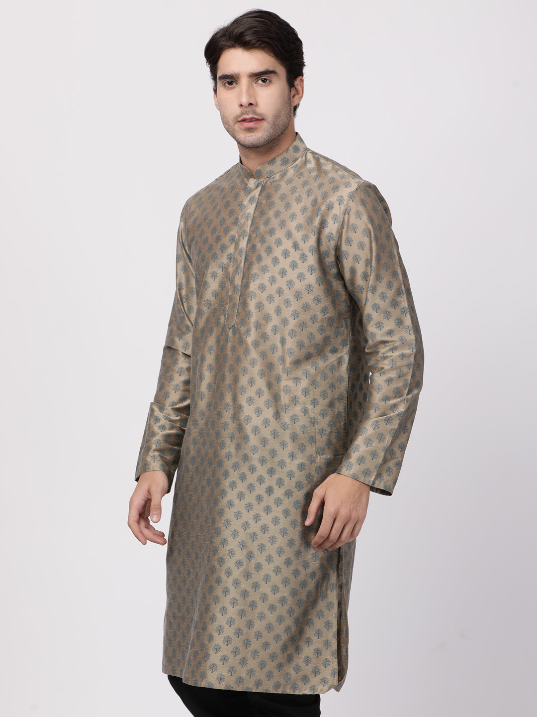 Men's Beige Cotton Blend Kurta