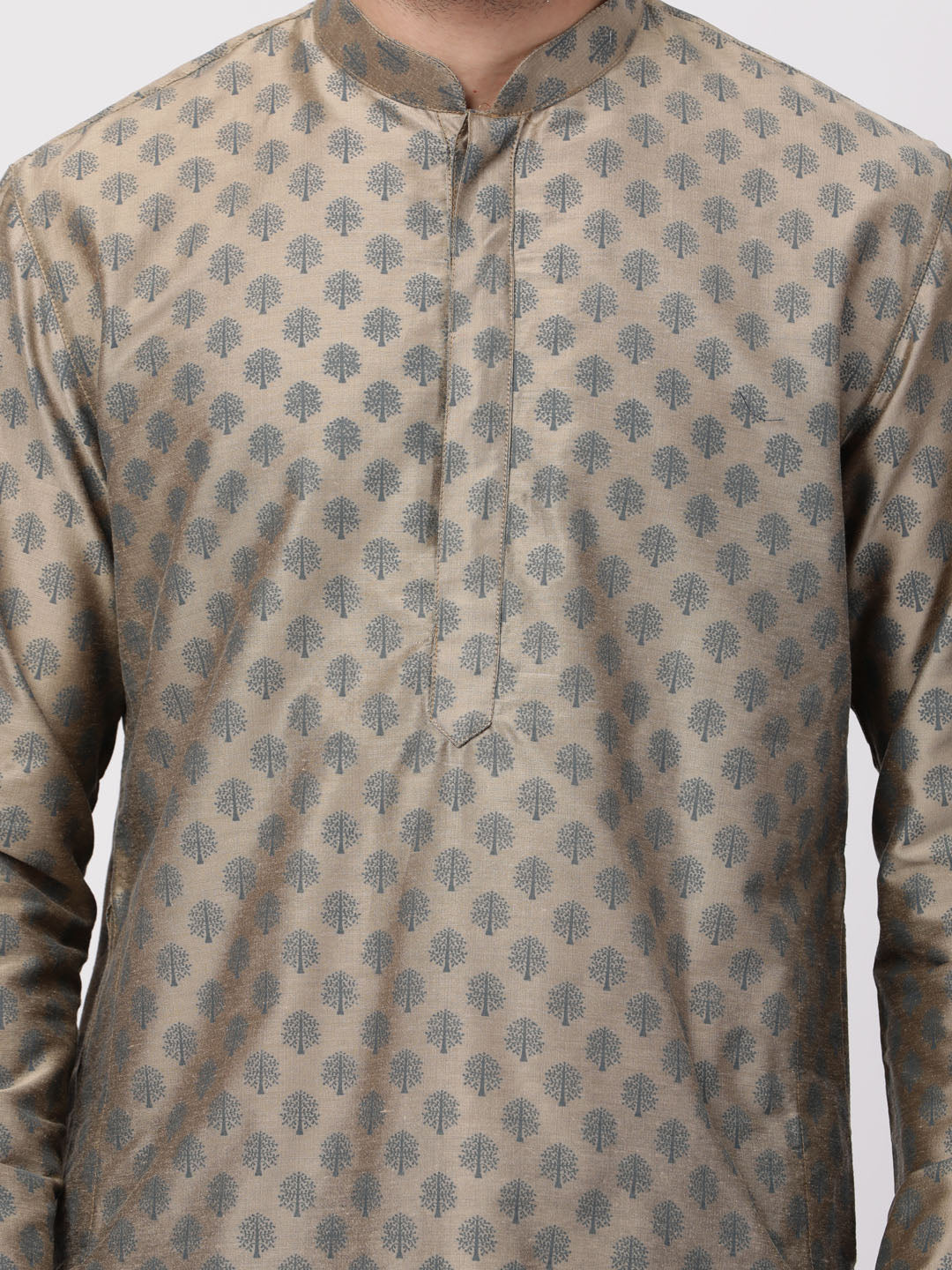 Men's Beige Cotton Blend Kurta