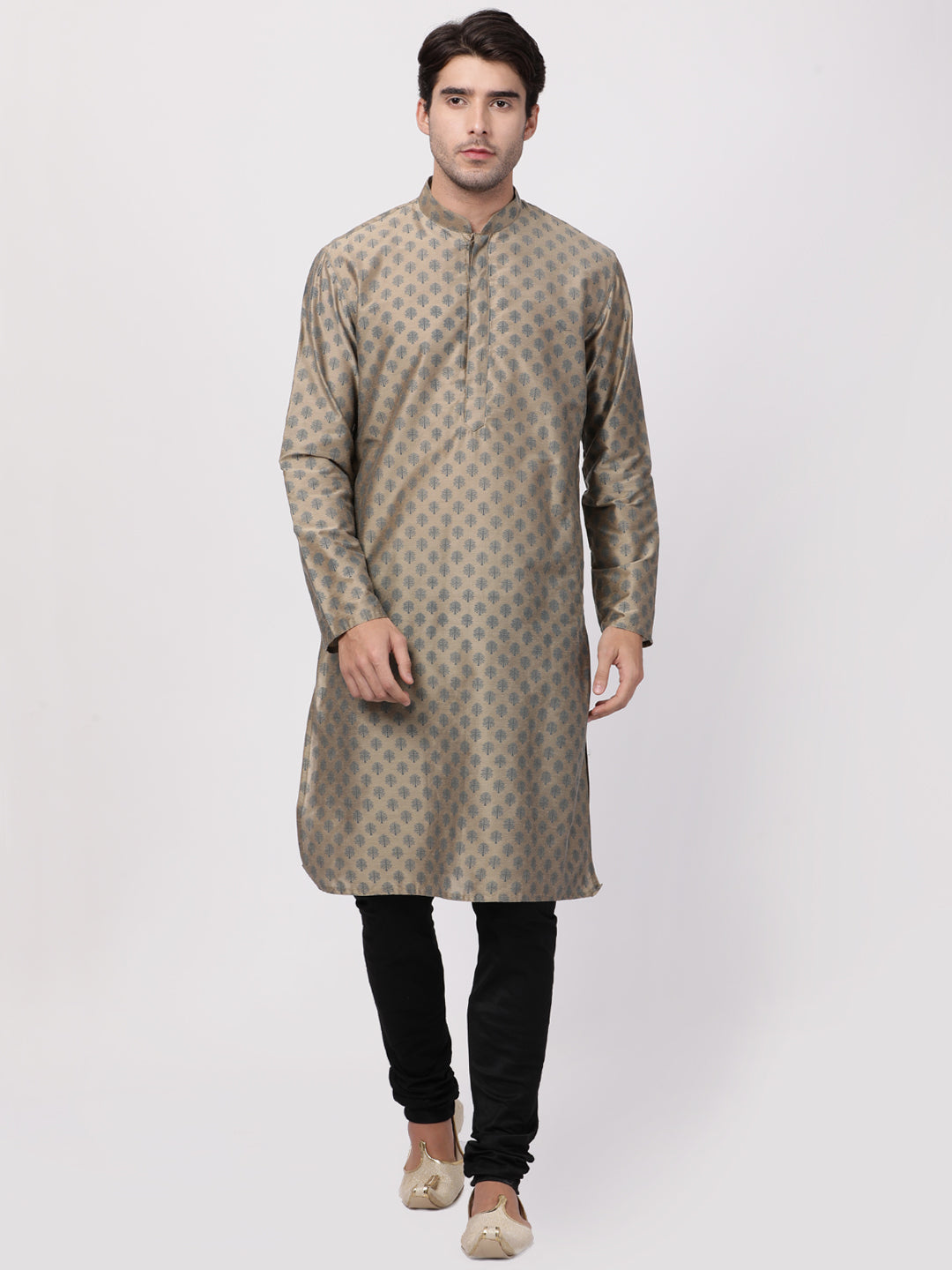 Men's Beige Cotton Blend Kurta