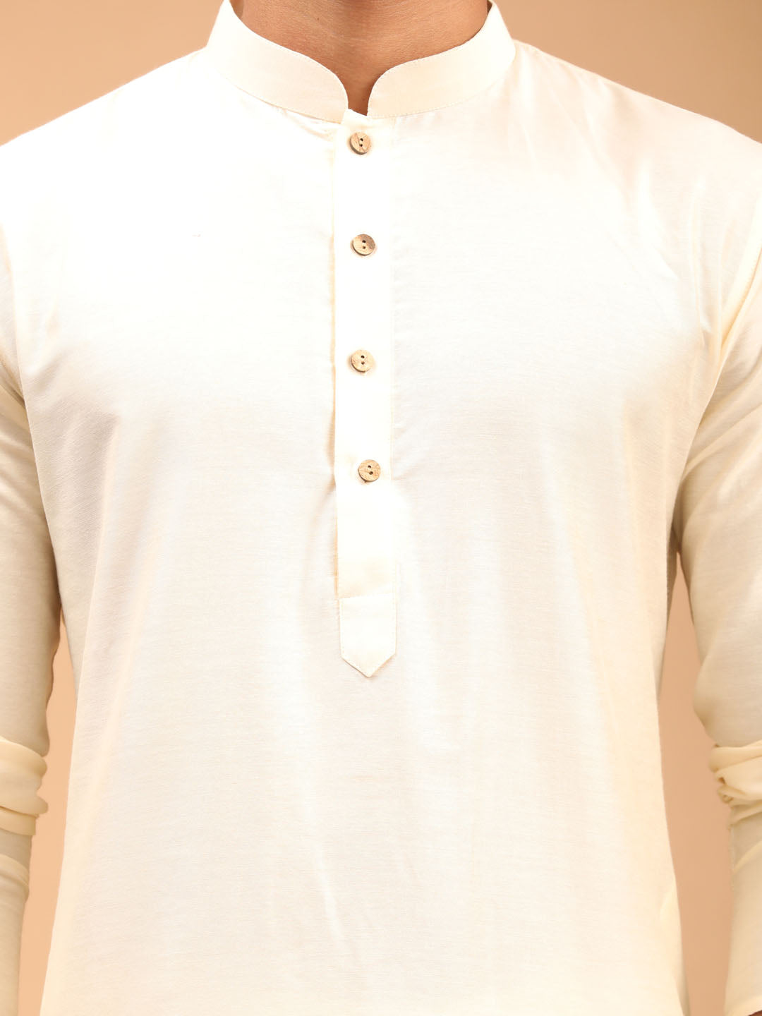 Men's Cream Viscose Kurta Pyjama Set