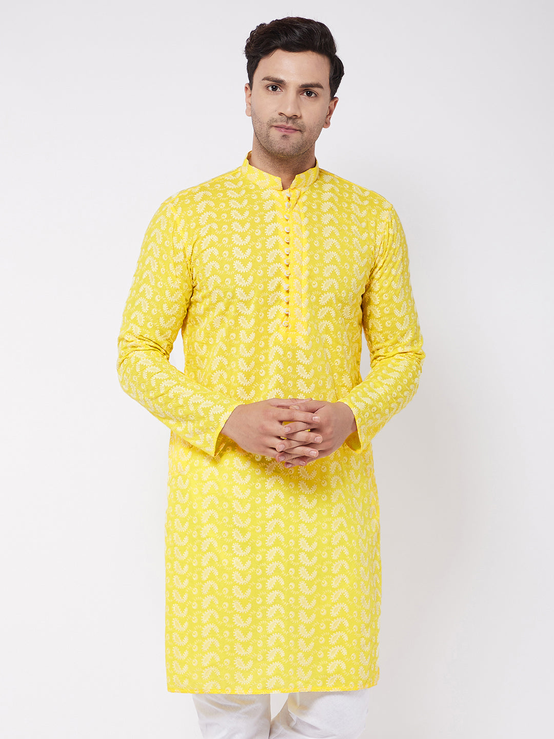 Men's Mustard Pure Cotton Kurta