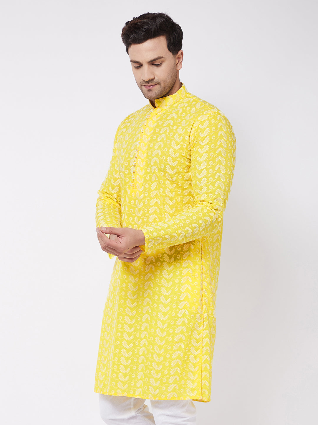 Men's Mustard Pure Cotton Kurta