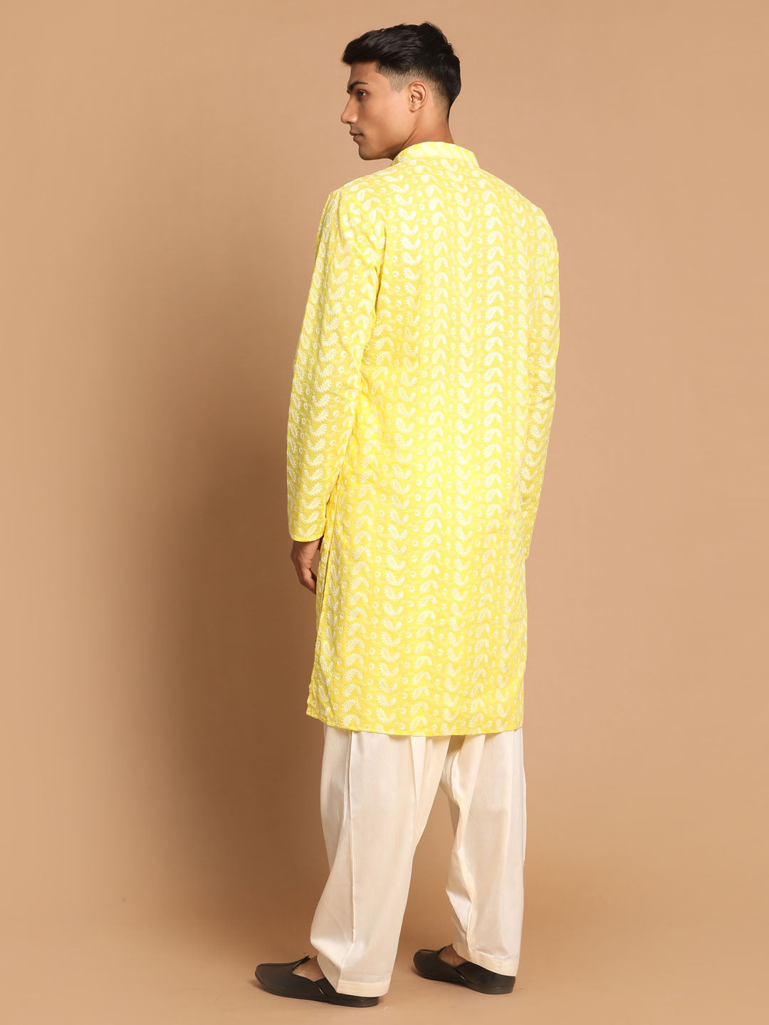 Men's Mustard And Cream Pure Cotton Kurta and Patiala Set