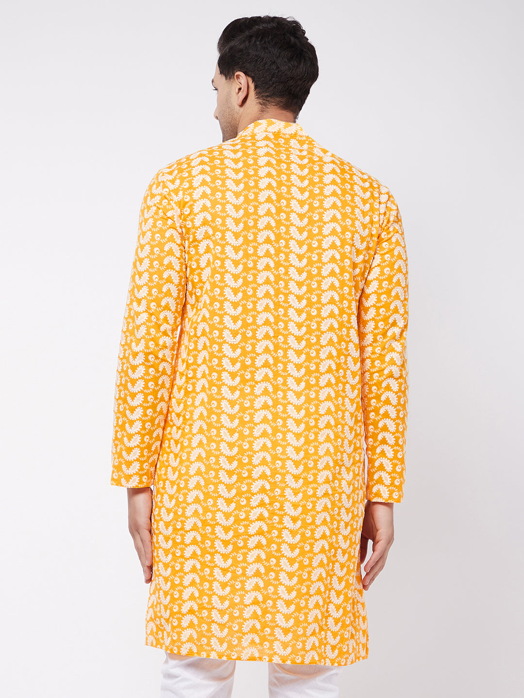 Men's Orange Pure Cotton Kurta