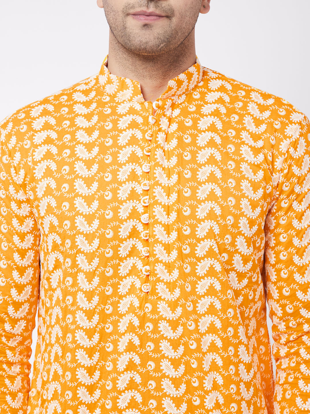 Men's Orange Pure Cotton Kurta