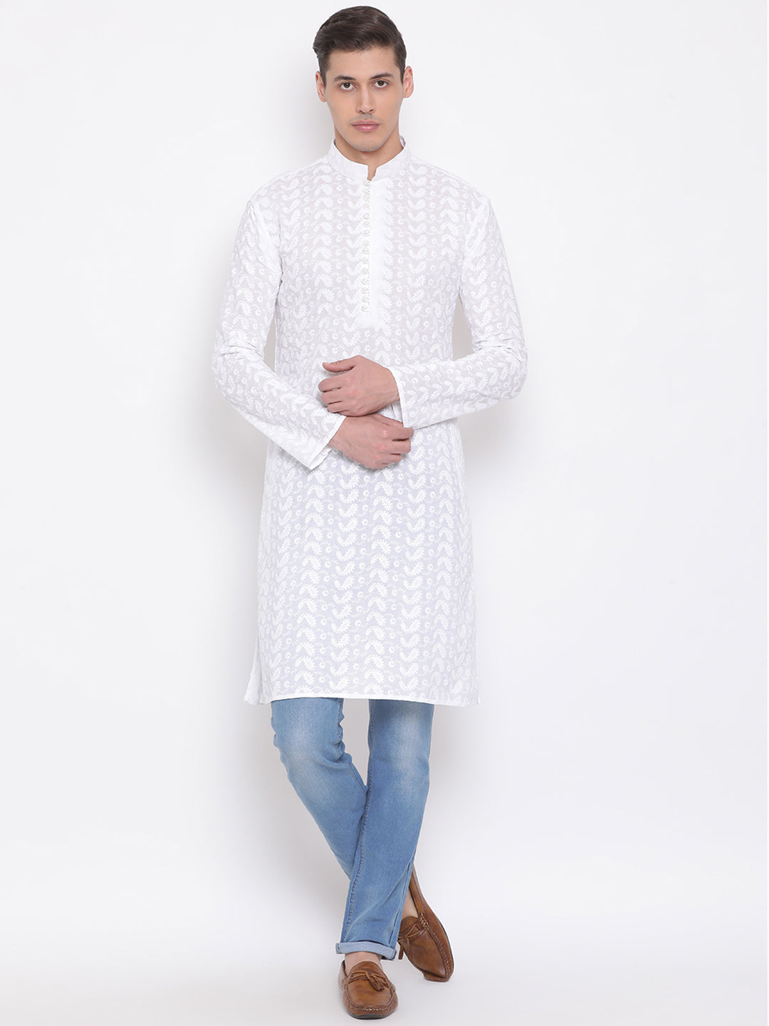 Men's White Pure Cotton Kurta