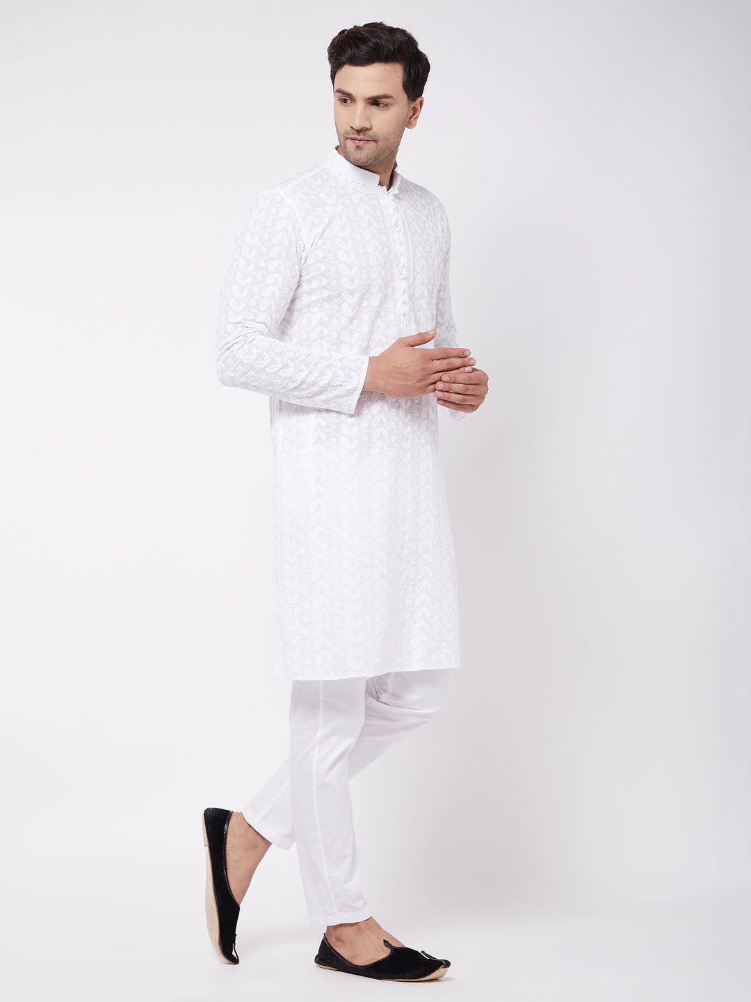 Men's White Pure Cotton Kurta Pyjama Set