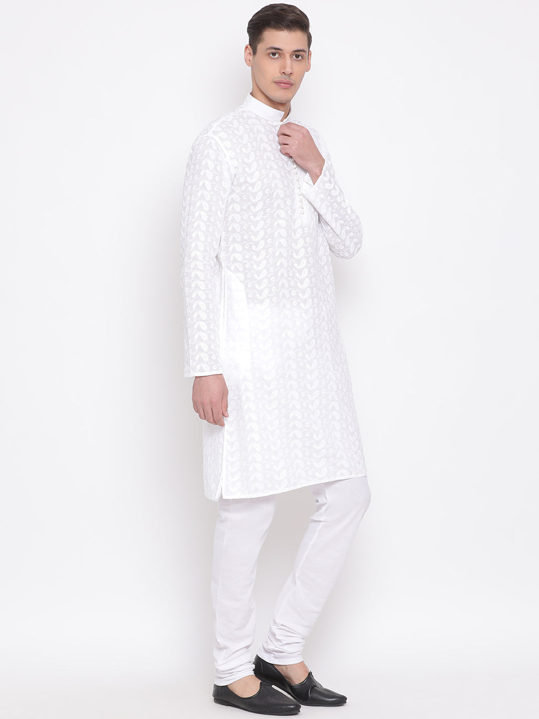 Men's White Pure Cotton Kurta Pyjama Set