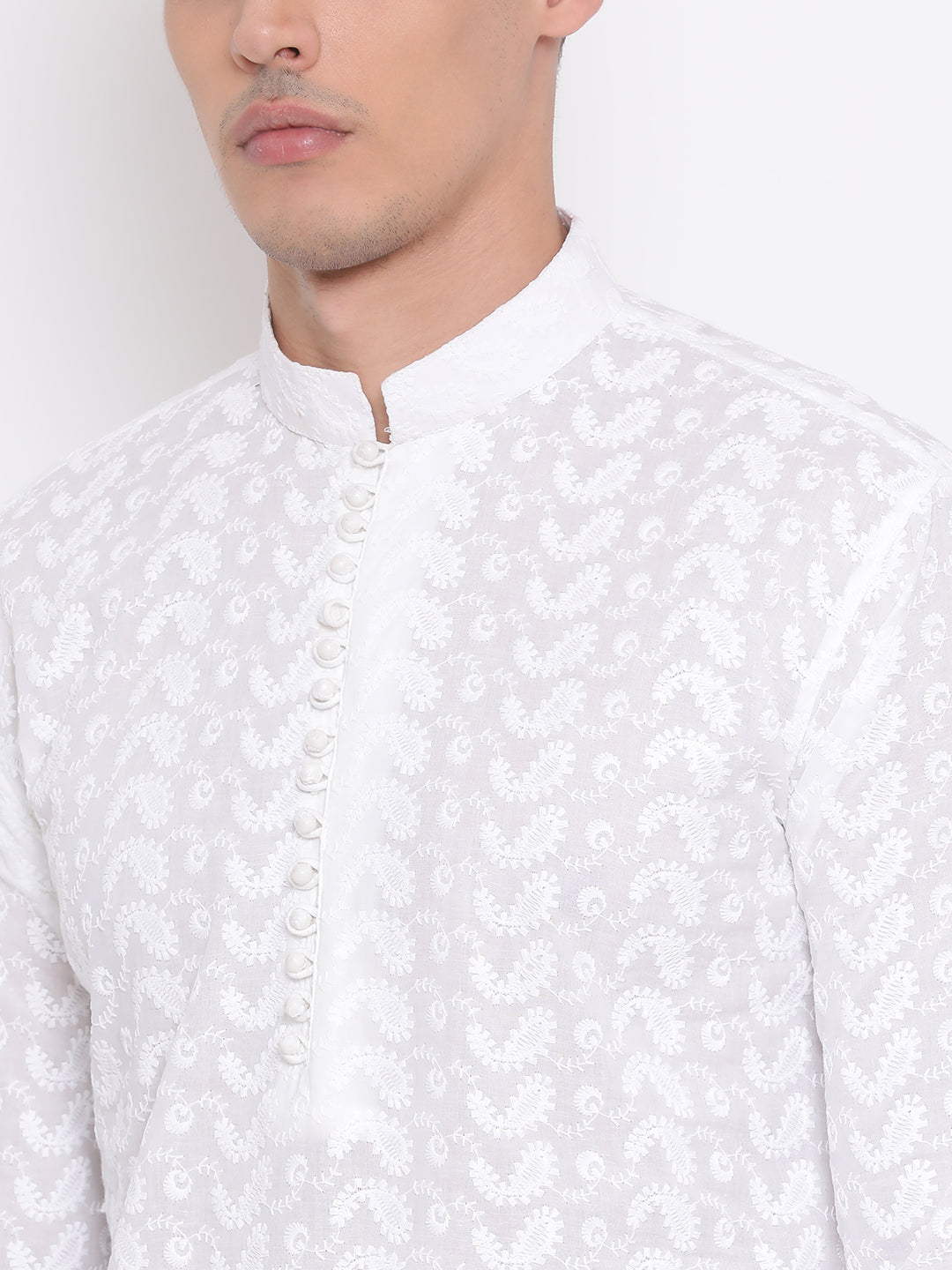 Men's White Pure Cotton Kurta Pyjama Set