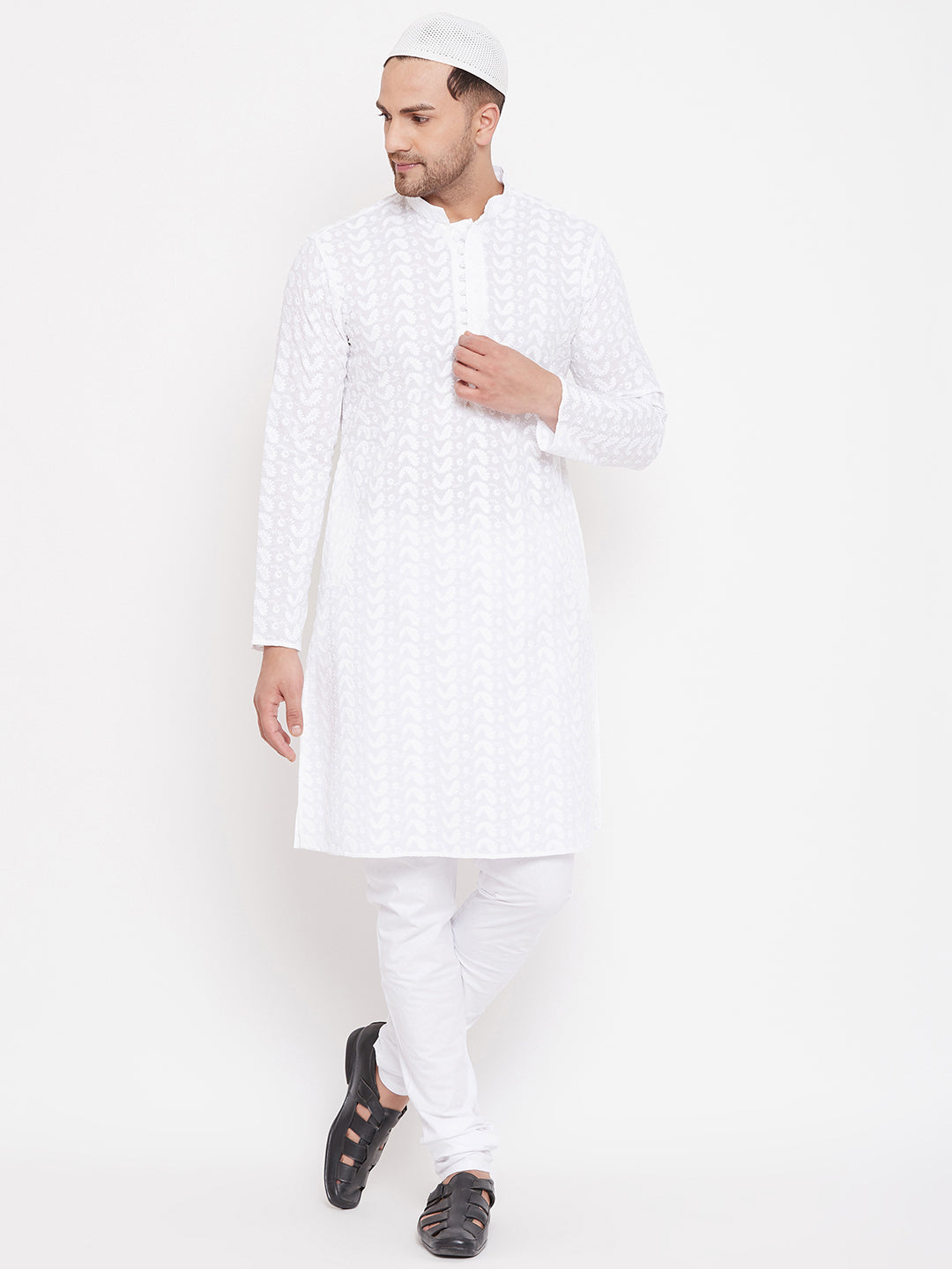 Men's White Pure Cotton Kurta Pyjama Set