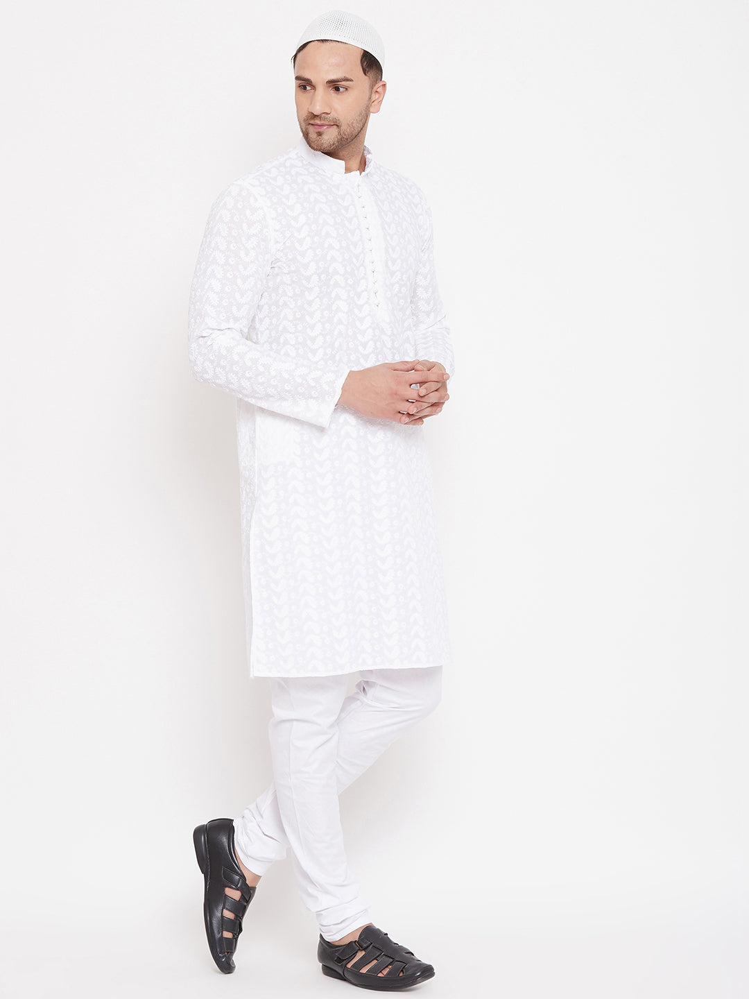 Men's White Pure Cotton Kurta Pyjama Set