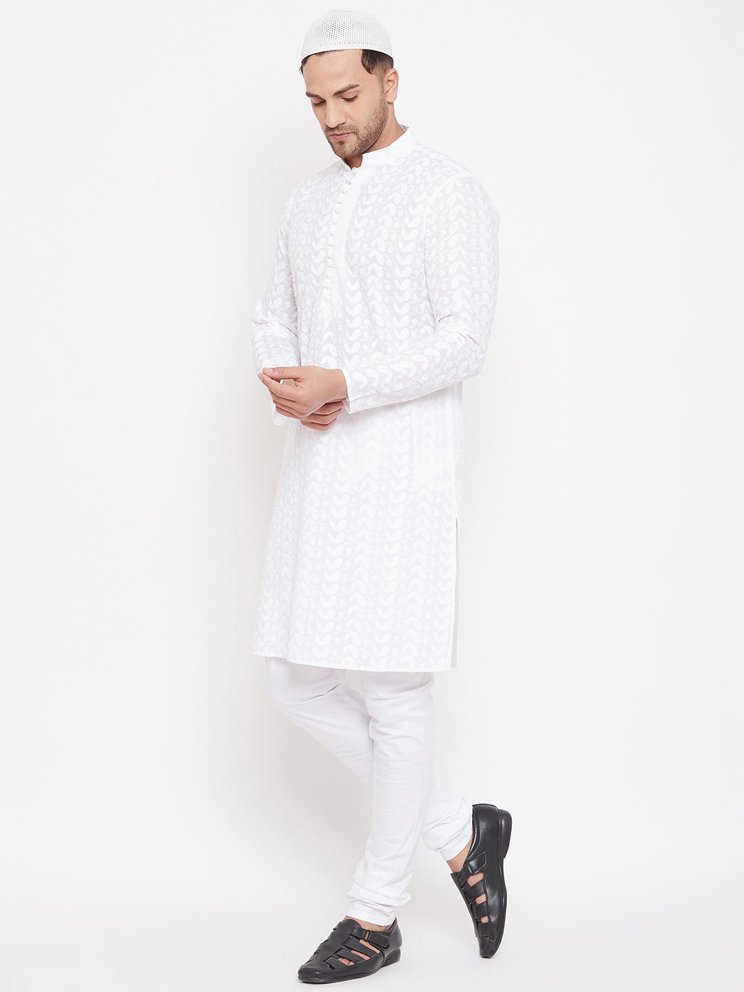 Men's White Pure Cotton Kurta Pyjama Set