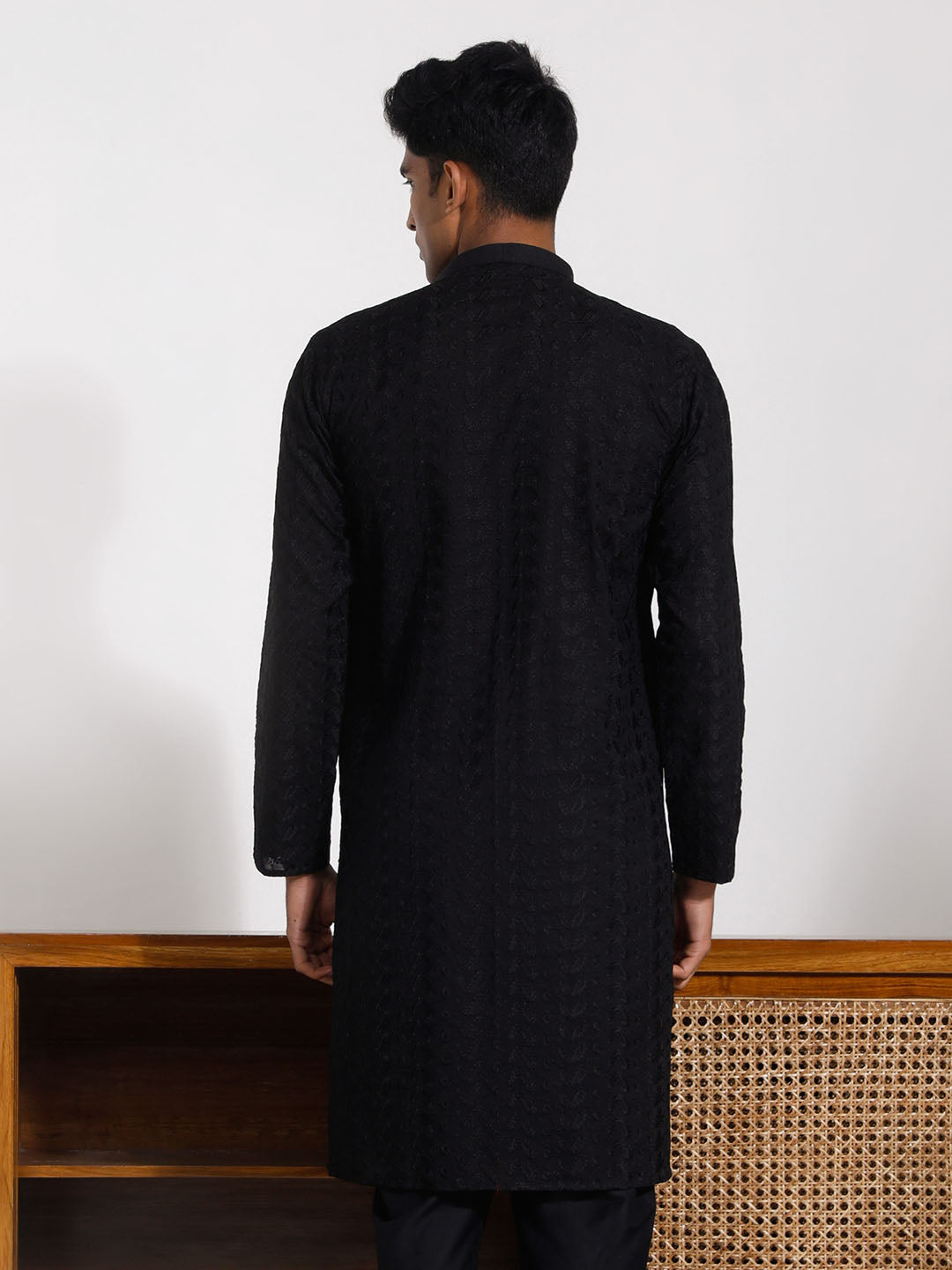 Men's Black Cotton Kurta