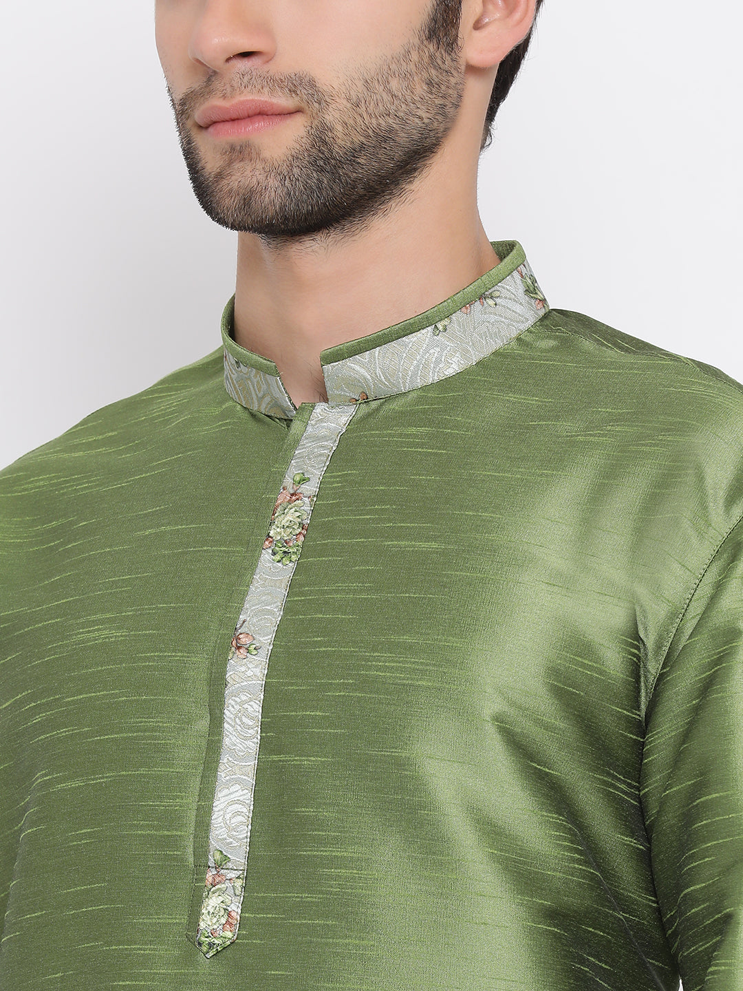 Men's Green Cotton Silk Kurta Pyjama Set