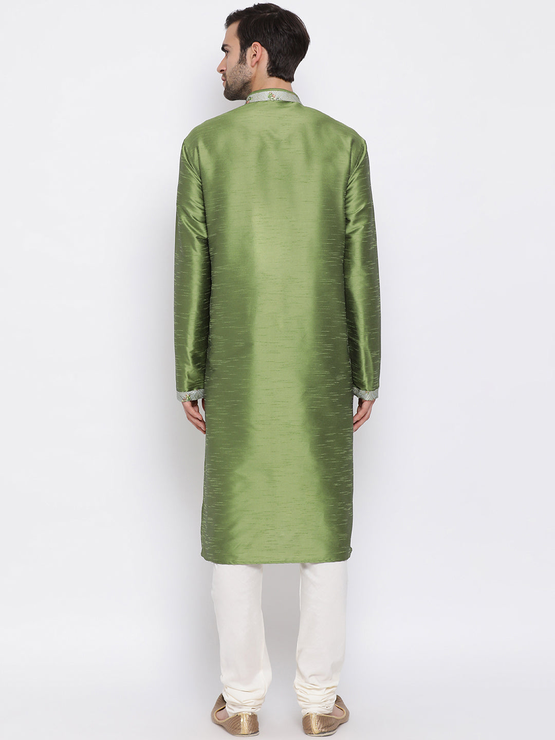 Men's Green Cotton Silk Kurta Pyjama Set