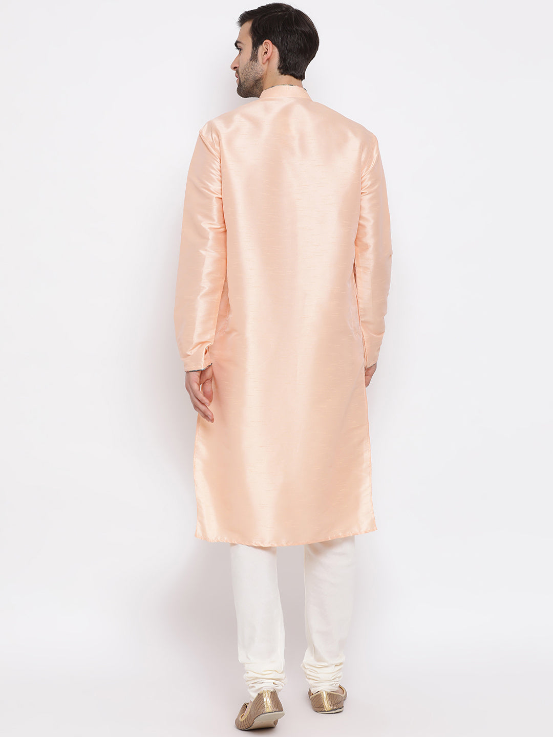 Men's Peach Cotton Silk Kurta Pyjama Set