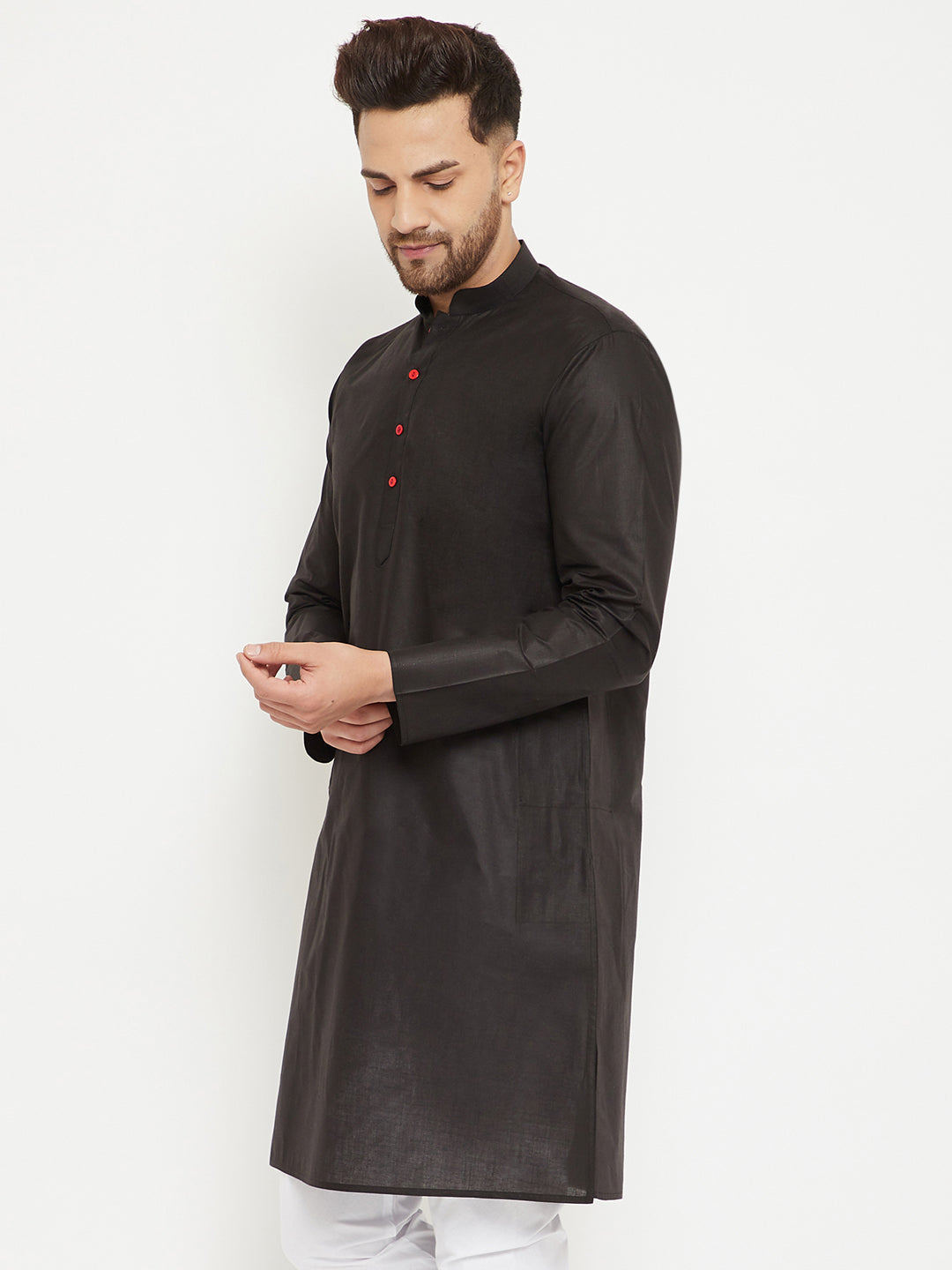 Men's Black Cotton Kurta