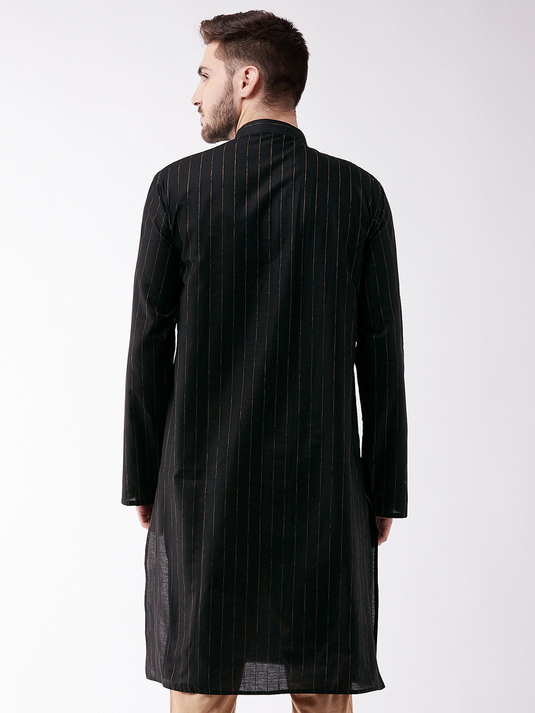 Men's Black Cotton Blend Kurta